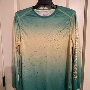 Bass Pro Shops World Wide Sportsman Green and Yellow Long Sleeve Tee